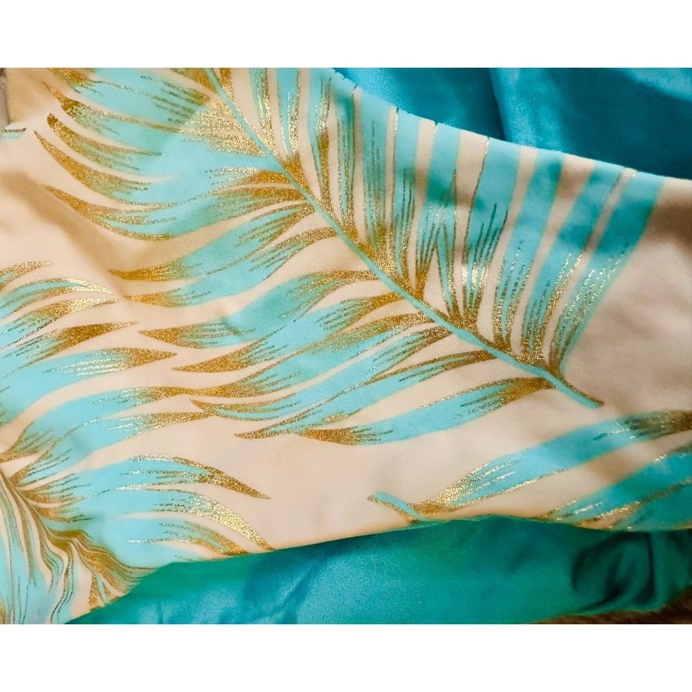 Beach Bunny Swimwear Bikini Bottoms XL Palm Leaf Print Gold Details‎ new W/tags - Picture 2 of 5